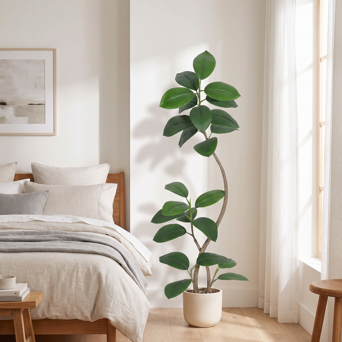 6ft Artificial Rubber Tree luxury lifestyle bedroom