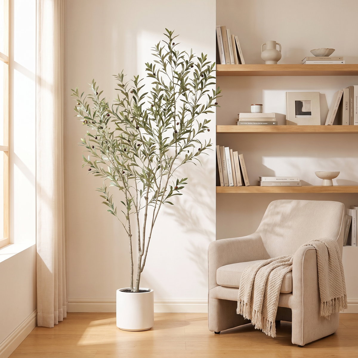 Altman Artificial Olive Tree luxury lifestyle reading nook