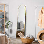 Arched Metal Oversized Full Length Mirror with Stand