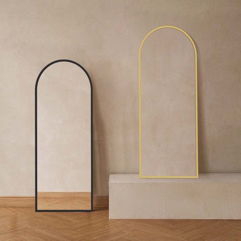 Arched Metal Oversized Full Length Mirror with Stand