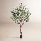 Adcock 8' H Artificial Ficus Tree in 18" White Planter