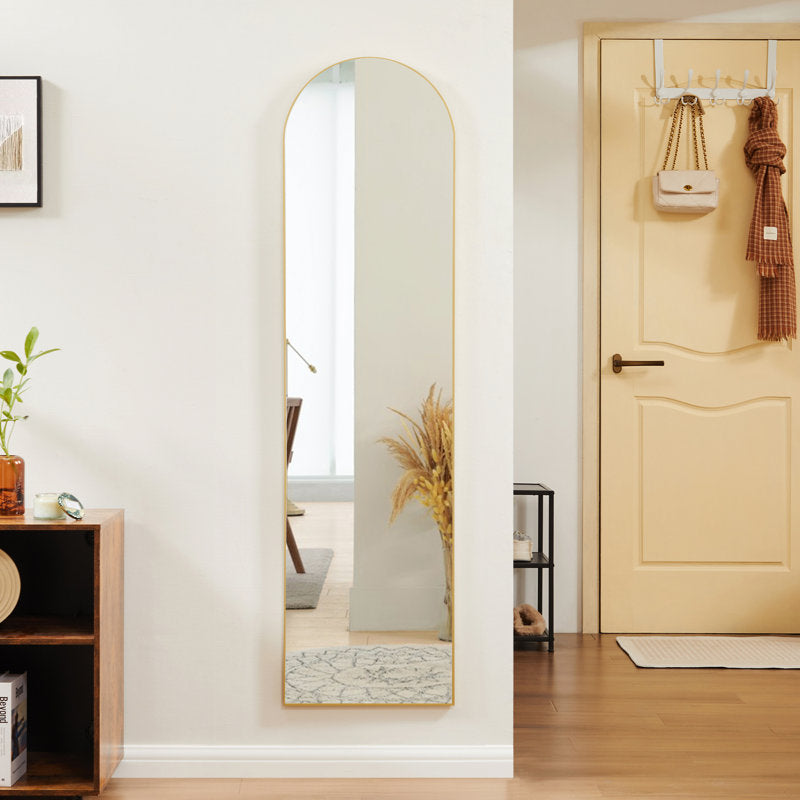 Arched Metal Oversized Full Length Mirror with Stand