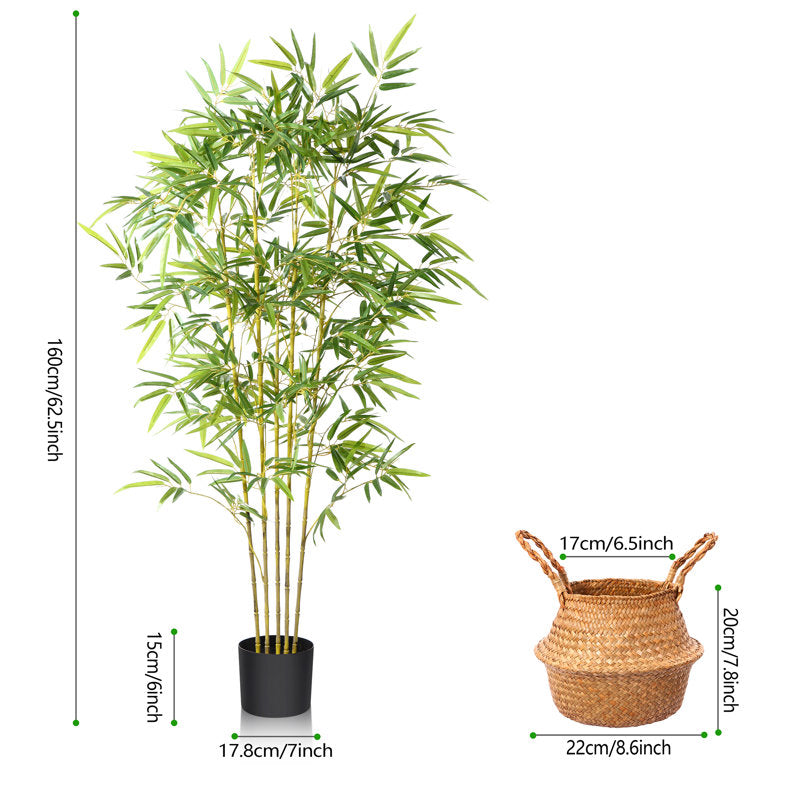 Adcock Artificial Bamboo Tree in Wicker Basket for Indoor and Outdoor Use