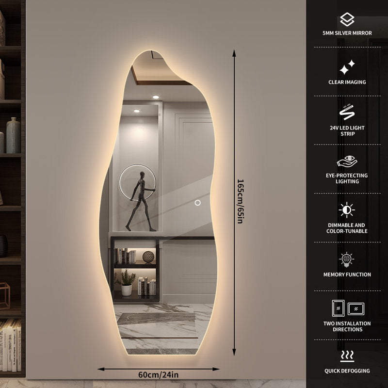 Asymmetrical Full-Length LED Wall Mirror