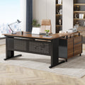 Industrial L-Shaped Desk with File Cabinet