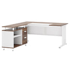 Industrial L-Shaped Desk with File Cabinet