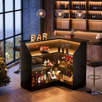 L-Shaped Home Bar Unit with 4-Tier Storage