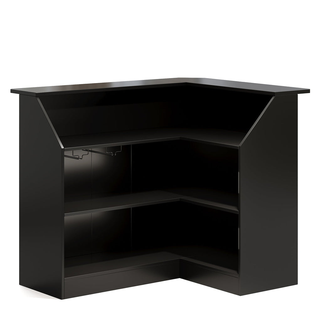 L-Shaped Home Bar Unit with 4-Tier Storage
