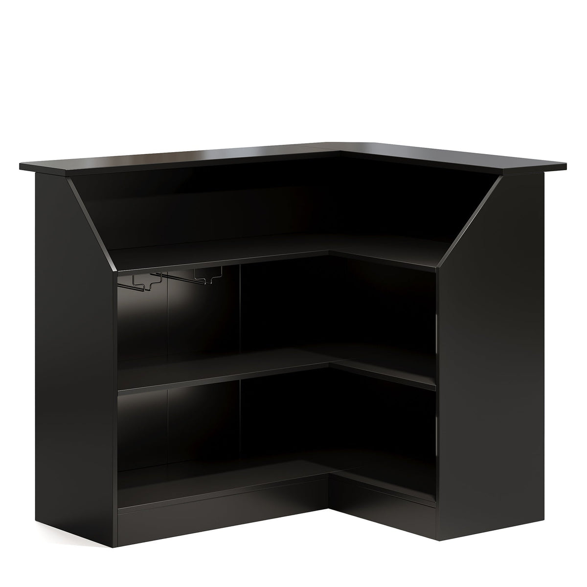 L-Shaped Home Bar Unit with 4-Tier Storage