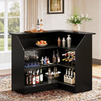 L-Shaped Home Bar Unit with 4-Tier Storage
