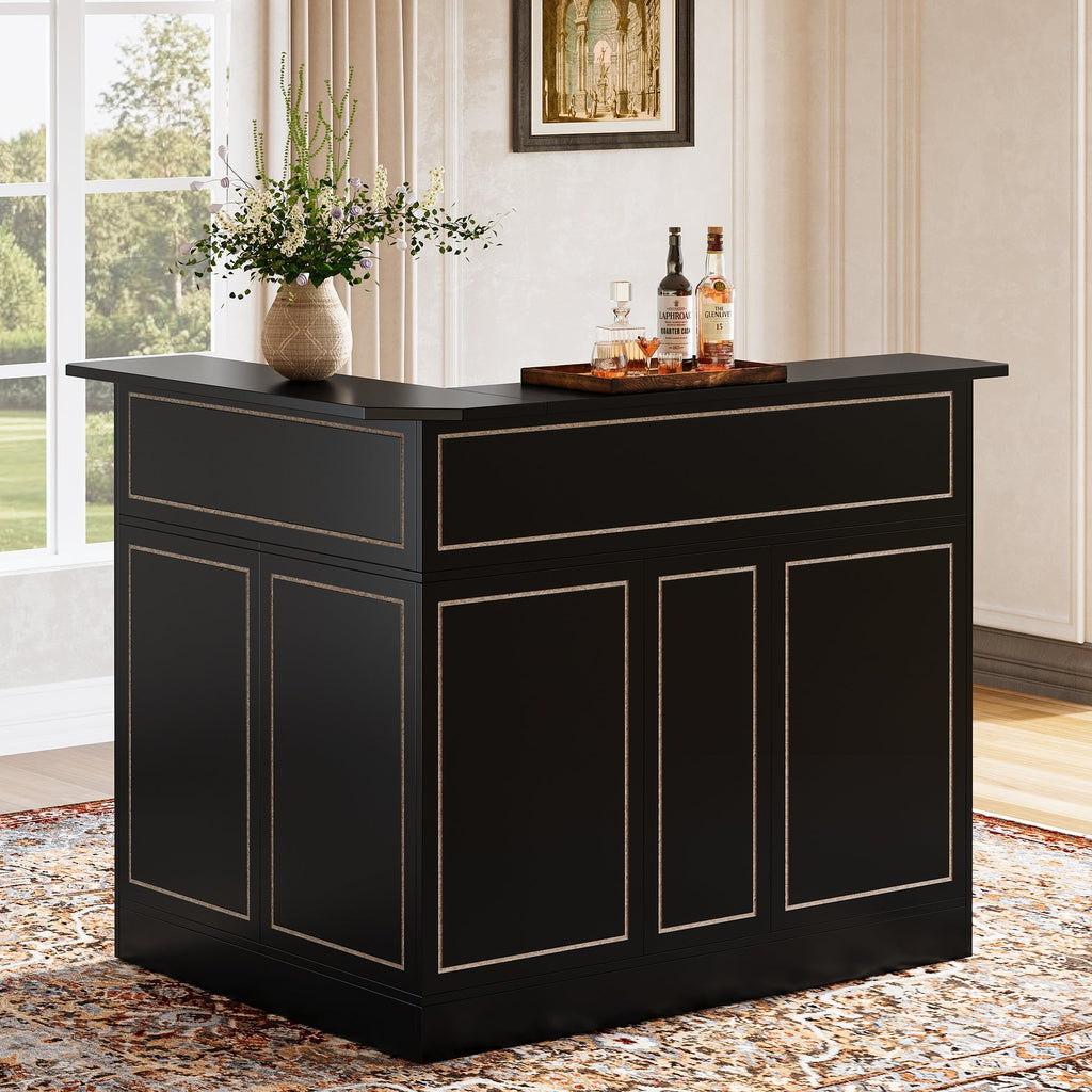 L-Shaped Home Bar Unit with 4-Tier Storage
