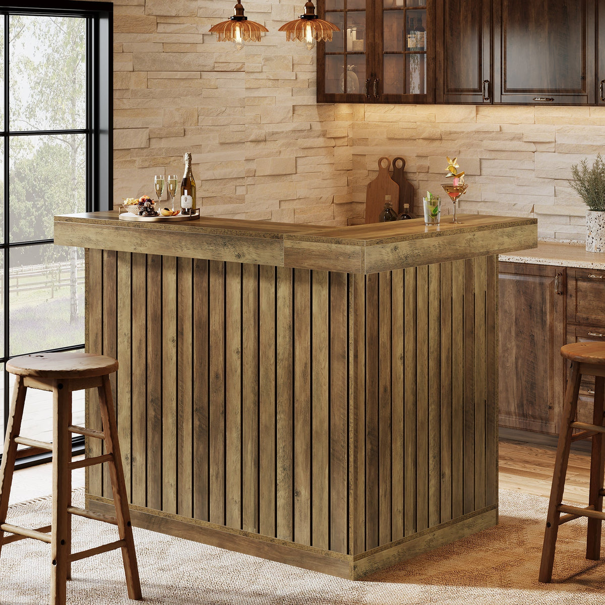 L-Shaped 4-Tier Corner Liquor Bar Table