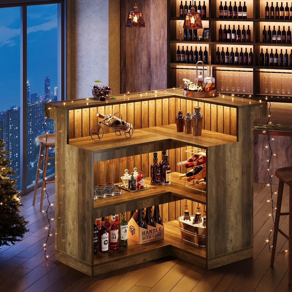 L-Shaped 4-Tier Corner Liquor Bar Table