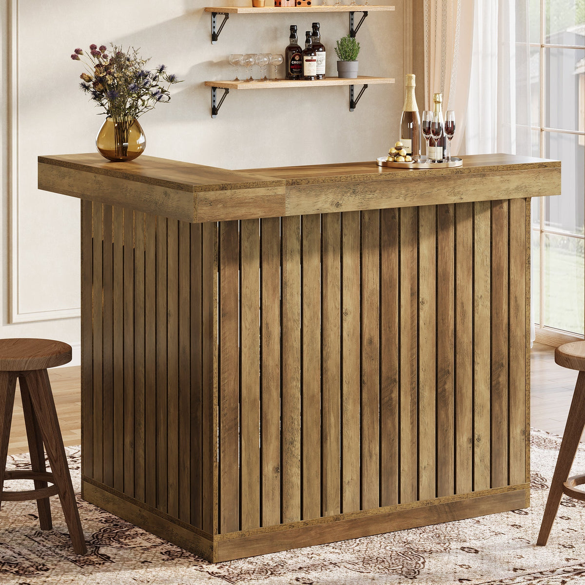 L-Shaped 4-Tier Corner Liquor Bar Table