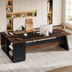 78" L-Shaped Executive Desk with File Cabinet