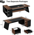 78" L-Shaped Executive Desk with File Cabinet