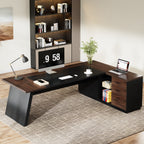 78" L-Shaped Executive Desk with File Cabinet
