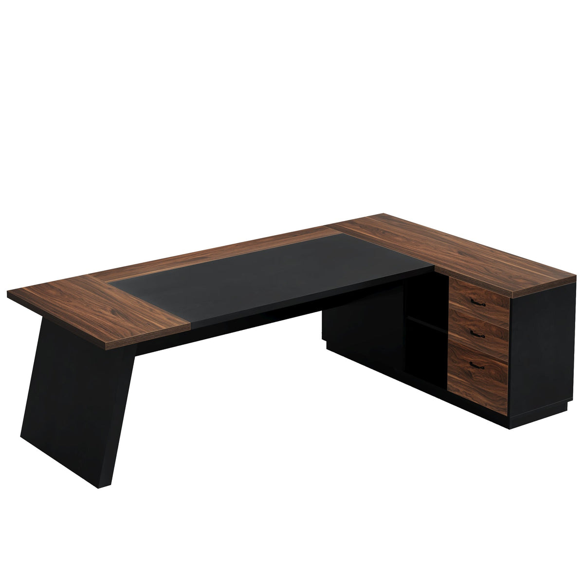 78" L-Shaped Executive Desk with File Cabinet