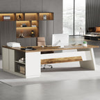 78" L-Shaped Executive Desk with File Cabinet