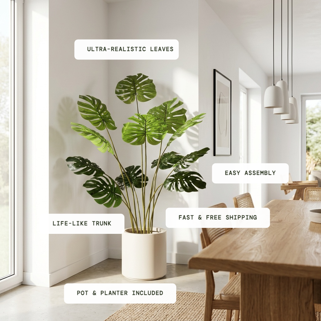 Ravellora Faux Monstera Plant