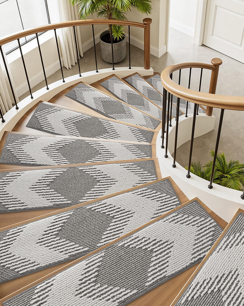 Ravellora Textured Stair Treads - Gray