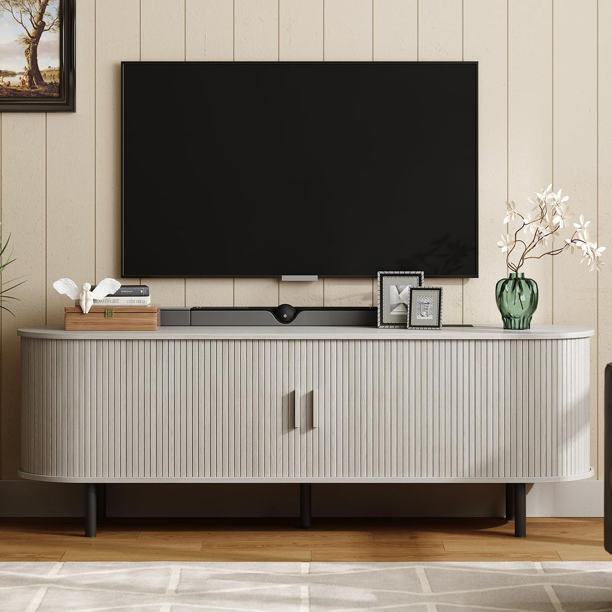 Marlow 63in Sliding Flutted Door TV Stand