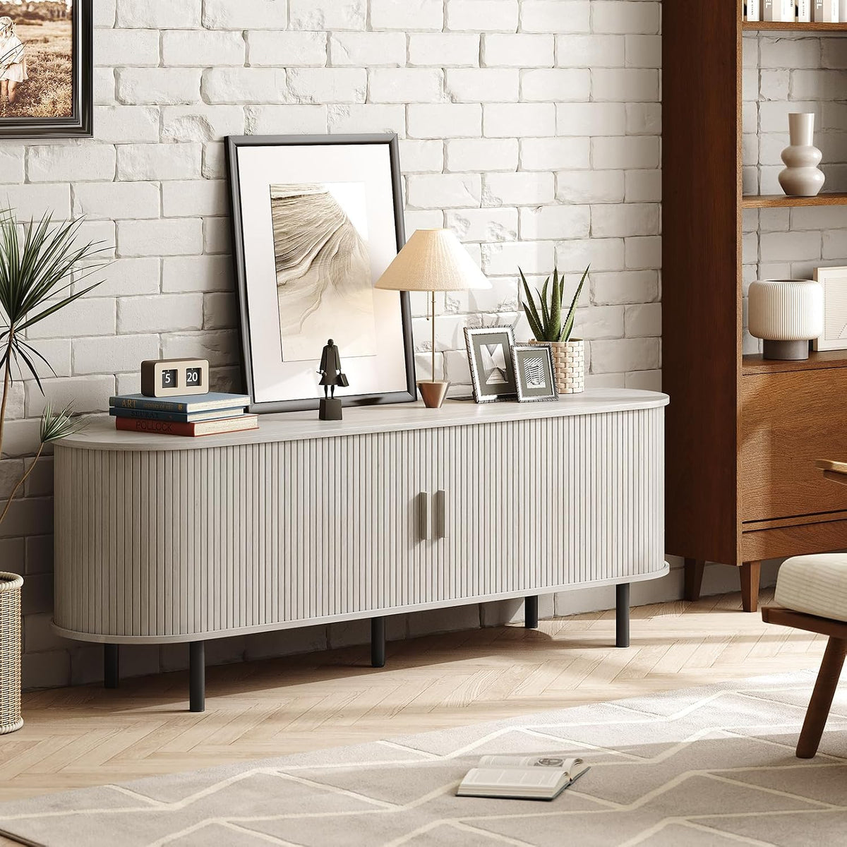 Marlow 63in Sliding Flutted Door TV Stand