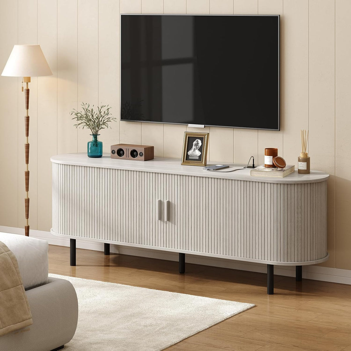 Marlow 63in Sliding Flutted Door TV Stand